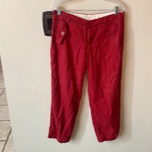 Red cotton Capri pants
